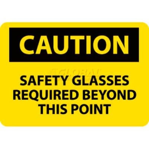 National Marker Co NMC OSHA Sign, Caution Safety Glasses Required Beyond This Point, 10in X 14in, Yellow/Black C351RB